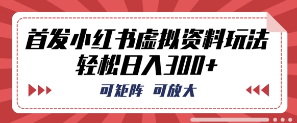 首发小红书虚拟资料玩法，可矩阵，可放大，轻松日入3张-多多副业站