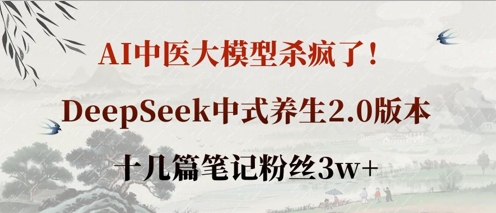 AI中医大模型杀疯了！DeepSeek中式养生2.0版本，十几篇笔记粉丝3w+-多多副业站
