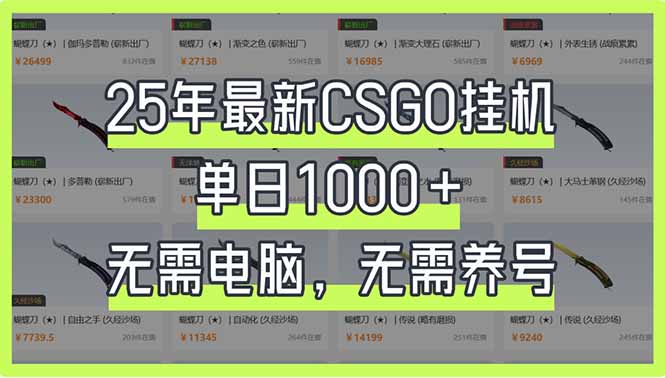 （14178期）25年最新CSGO挂机系统，单日1000+，无需电脑，无需养号，0基础可上手-多多副业站