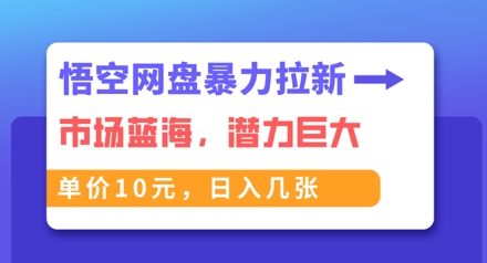 悟空网盘暴力拉新:一单10元,市场空白,日入几张-多多副业站