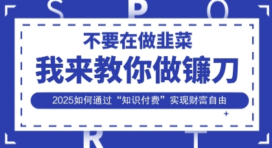 韭菜生涯终结者，我来教你做镰刀，2025如何通过“知识付费”实现财F自由【揭秘】-多多副业站