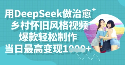 用DeepSeek做治愈乡村怀旧风格视频，爆款轻松制作，当日最高变现多张-多多副业站